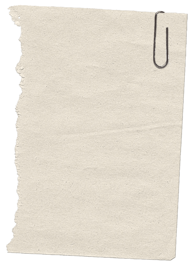 Torn paper note with paperclip